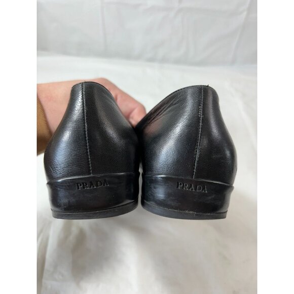 Prada Mary Jane Black soft nappa leather Loafer Ballet Flats Size 8 - Picture 9 of 11